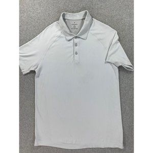 Fabletics Cotton‎ Blend Fitted Athletic S/S Polo Shirt (Men's Large) White
